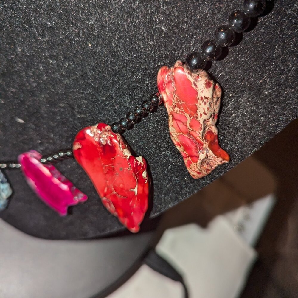 New mixed color stones long necklace by Amra Home Accents - Picture 3 of 6